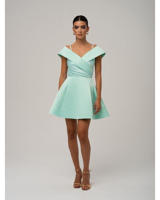 Tia Dorraine Green Easy To Love Flared Satin Mini Dress, Mint
