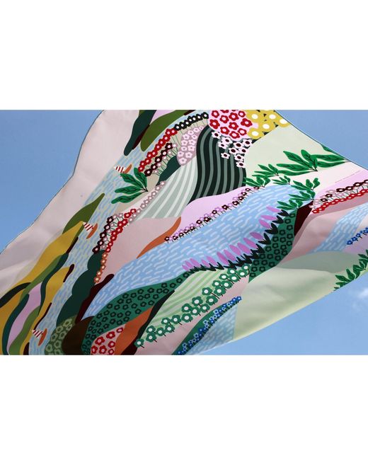 Jessie Zhao New York Blue Double Sided Silk Scarf Of Summer