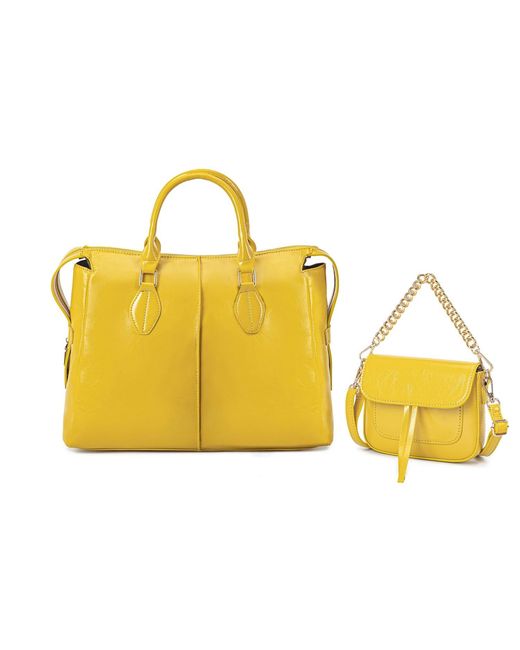 Mkf Collection - J'omor Yellow Yareli Tote Bag With Mini Bag- 2-Piece Set