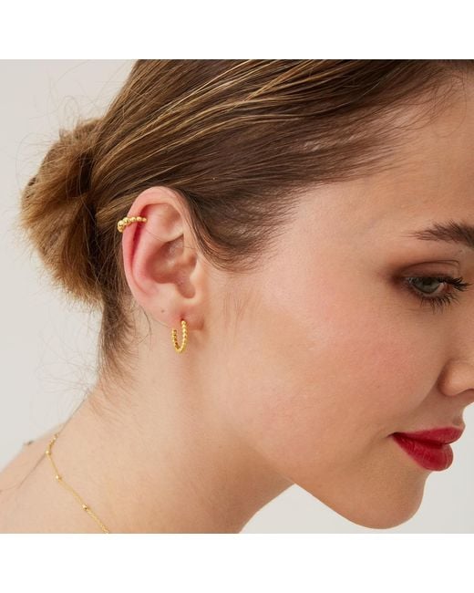Spero London Metallic Bead Hoop Sterling Earring