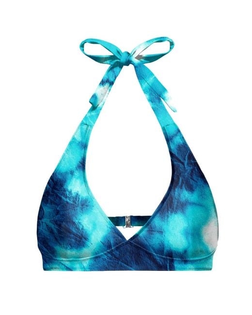 Aloha From Deer Blue Tie Dye Halter Neck Bikini Top