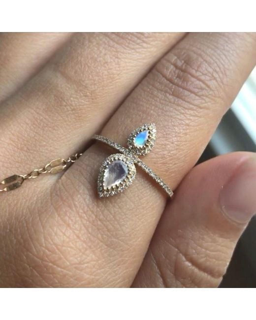 KAMARIA Metallic Tranquility Ring With Diamonds & Moonstone