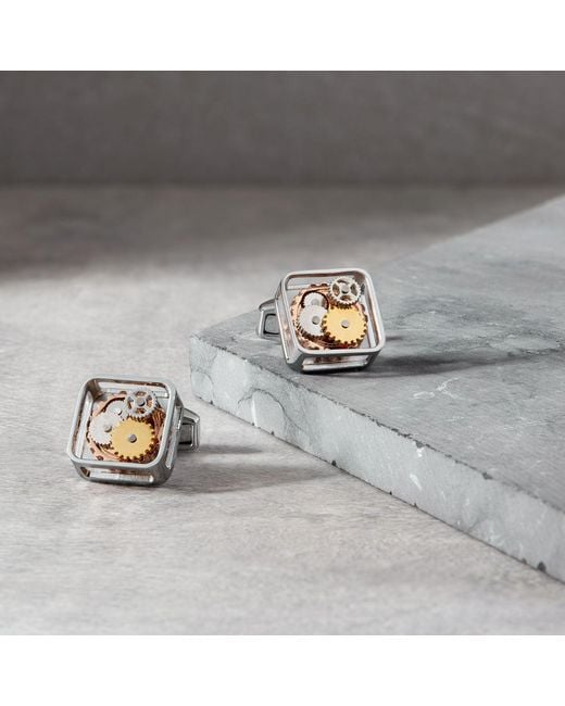 Tateossian Metallic Square Gear Cufflinks for men