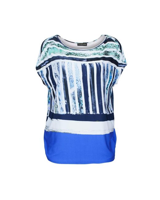 Conquista Blue Printed Egg-Shaped Jersey Top – Soft Viscose Blend