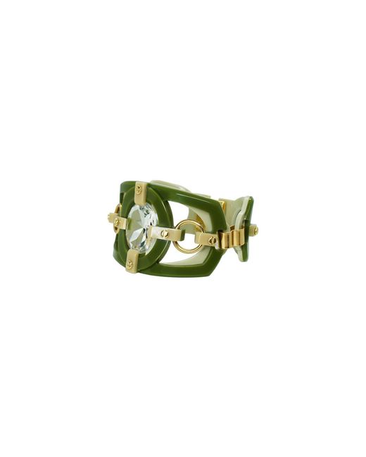 Gissa Bicalho Green Handmade Acrylic Bracelet Cutted Stone Oval Clay