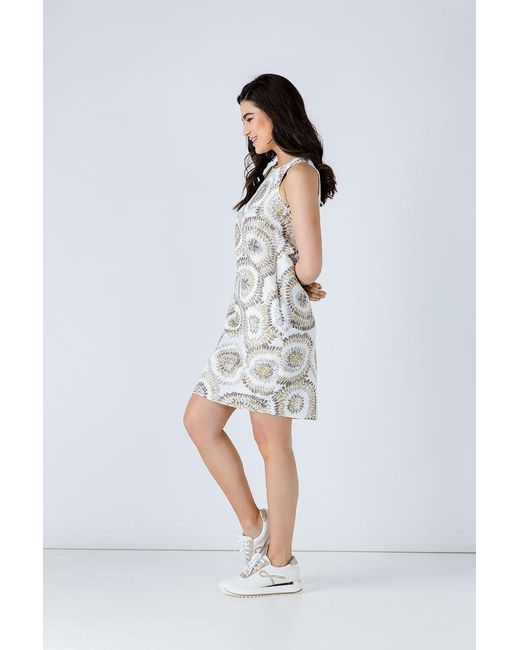 Conquista Natural Neutrals Print Sleeveless Sack Dress