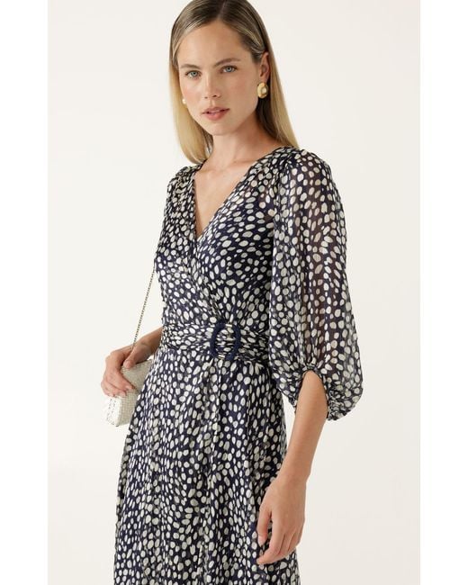 SACHA DRAKE Gray Cloudland Wrap Dress