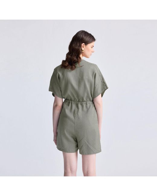 REISTOR Green V Neck Drawstring Romper