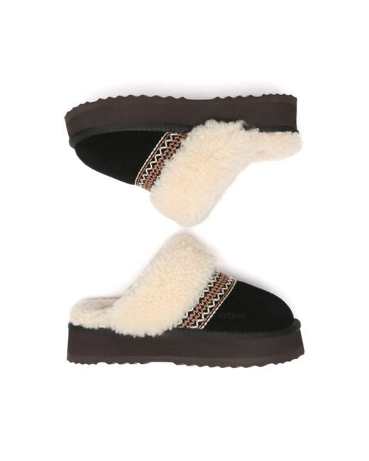 EverAu Australia Black Crake Knitted Platform Slippers