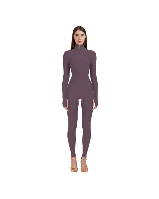 Monosuit Purple Cocoa Long Sleeve Turtleneck Zip Up Full Bodysuit Total Zipper