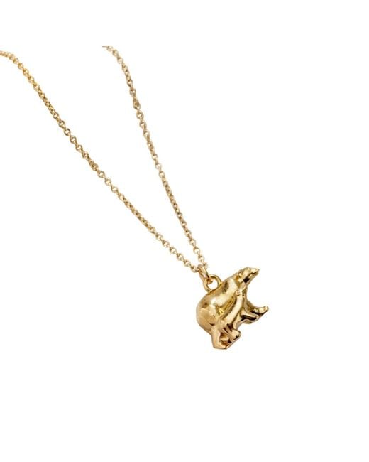 Posh Totty Designs Metallic Yellow Gold Plated Mama Bear & Baby Charm Necklace