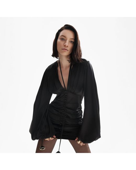 Lita Couture Black Ruched Mini Dress