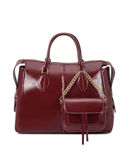 Mkf Collection - J'omor Red Yareli Tote Bag With Mini Bag- 2-Piece Set