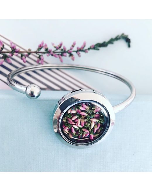 My Little Nature Multicolor Bohemian Cuff Bracelet With Natural Scottish Heather Flowers – Floral Jewelry Collection