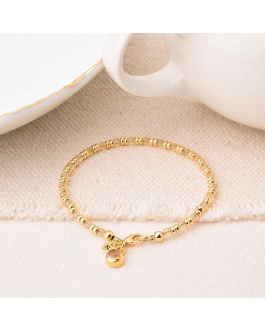 Nellou Jewellery Metallic Linear November Birthstone Bracelet Citrine Sterling