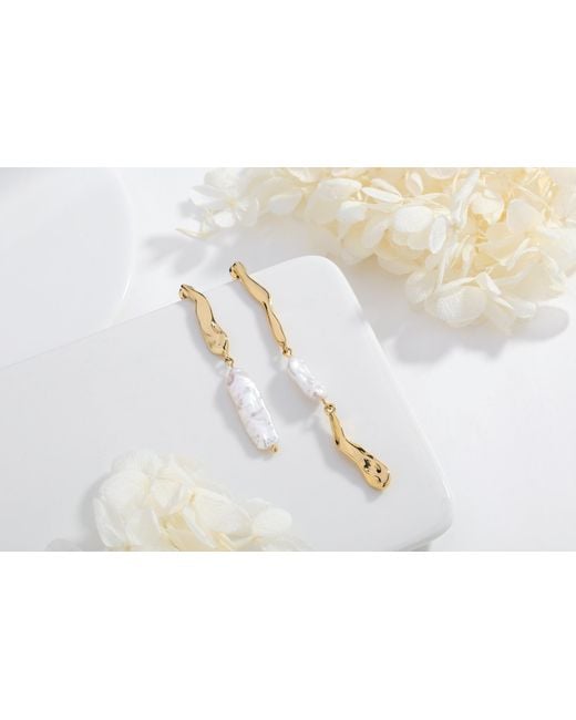 Classicharms Metallic Asymmetrical Molten Baroque Pearl Earrings