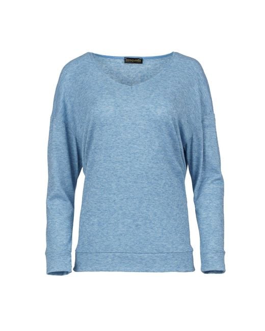 Conquista Blue Light Melange V Neck Knit Top