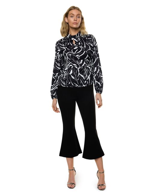 Carloslines Blue Draped Mock Neck Long Sleeve Shirt