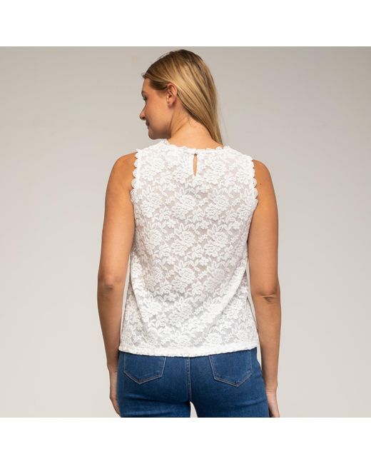 Tantra Spain Sl White Sleeveless Lace Top
