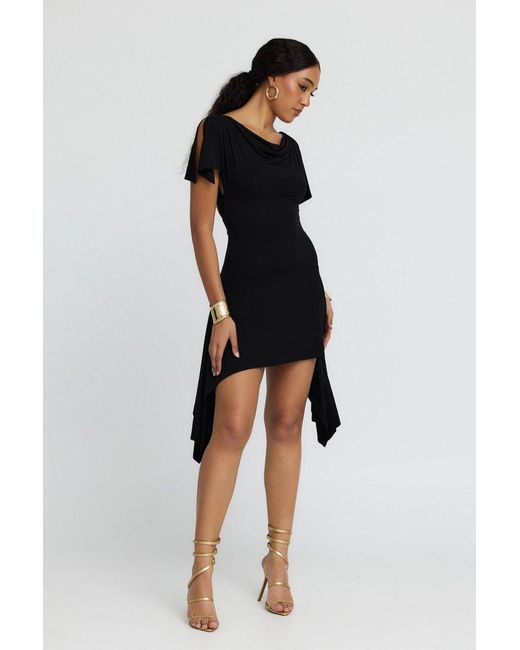 Why Mary Black Athena Asymmetrical Backless Mini Dress
