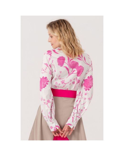 Marianna Déri Pink Blouse With Watercolor Floral Print