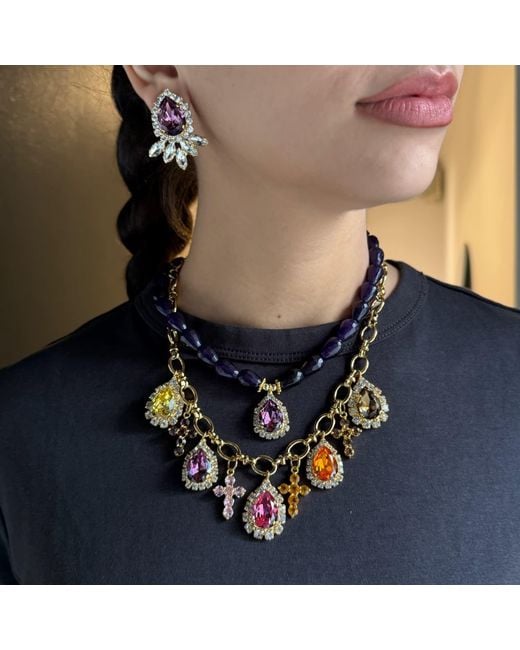 Achala Handcrafted Blue Jade Crystal Drop Necklace