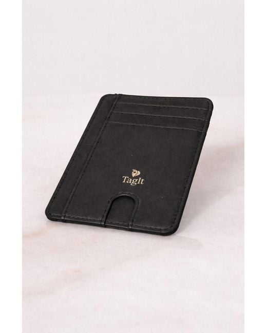 Tagit Black Carry Smart Genuine Leather Airtag Wallet for men