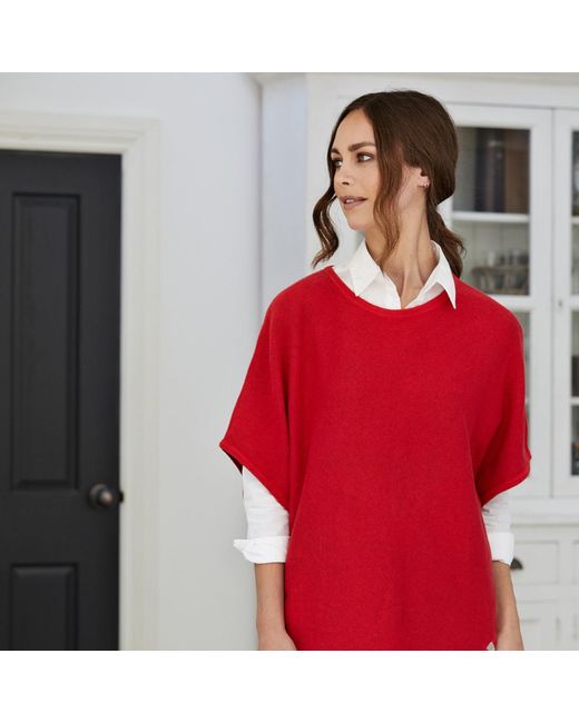 Cove Red Flora Cotton Cashmere Reversible Poncho & Spice