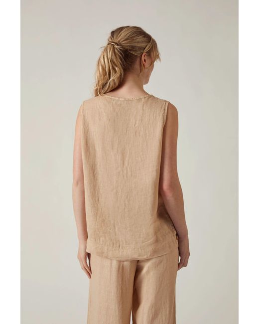 James Lakeland White Neutrals Sand Linen Sleeveless Top