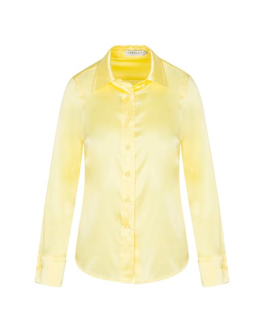Farinaz Yellow Drape Blouse With French Cuff