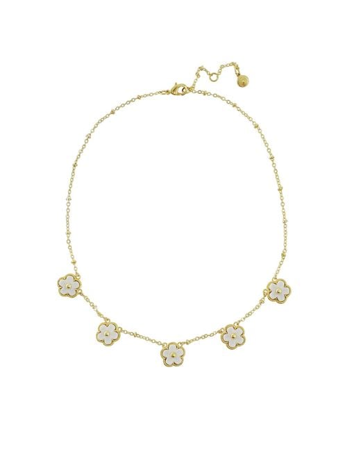 POPORCELAIN Metallic Mini Porcelain Daisy Short Station Necklace