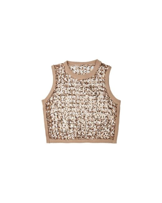 Saachi Natural Deco Sequin Tank Blush Top