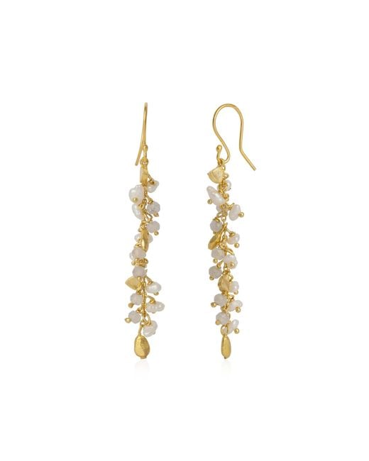 Spero London Metallic Multiple Baroque Pearl Drop Sterling Earring