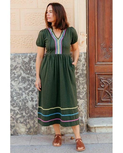 Sugarhill Green Renee Jersey Midi Dress, Ric Rac