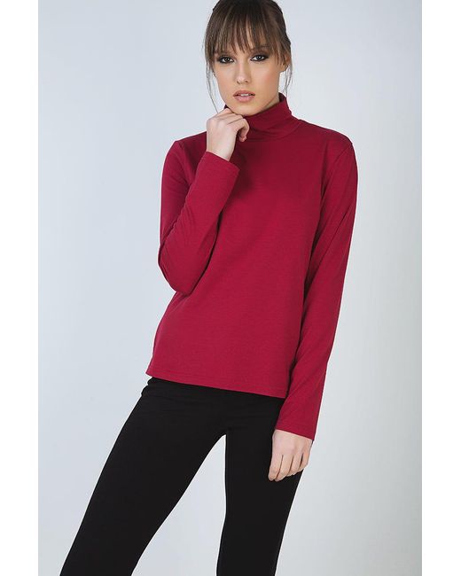 Conquista Red Burgundy Long Sleeve Polo Neck Jumper