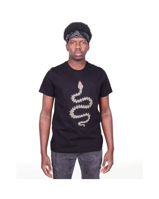 Any Old Iron Black Beaded Metallic Snaketacular T-Shirt for men