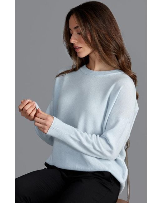 Paul James Knitwear Blue Cashmere Crew Neck Mahi Jumper