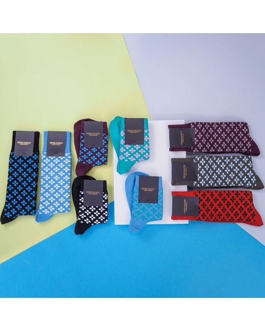 Peper Harow - Made in England Blue Clover Socks