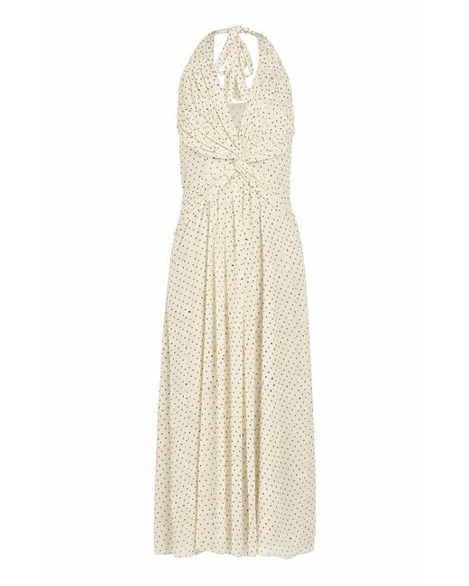 Rose & Nancy White Neutrals Sophi Polka Dot Print Halter Neck Maxi Dress