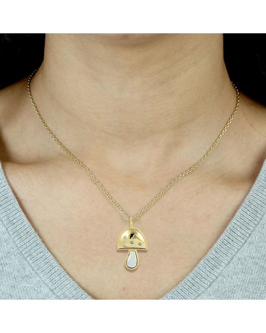 Artisan Metallic Diamond Mushroom Pendant