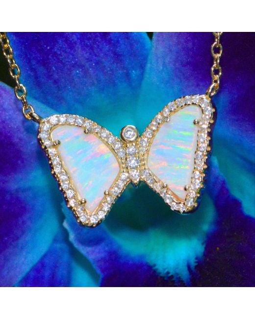 KAMARIA Pink Mini Opal Butterfly Necklace
