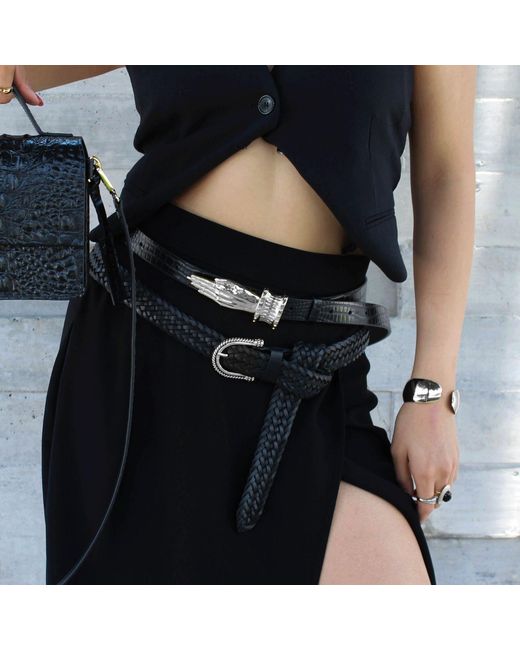 Indigolush Black Gilded Lure Hand Buckle Belt