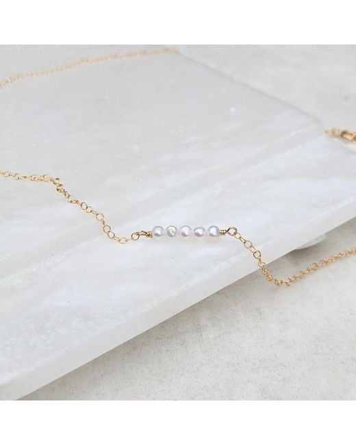 Kiri & Belle Metallic Eliana Tiny Pearl Bar Sterling Necklace