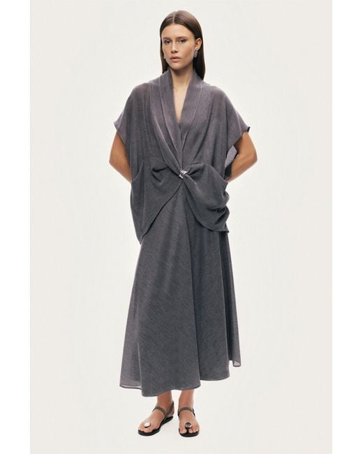 Nocturne Gray Draped Wrap Blouse