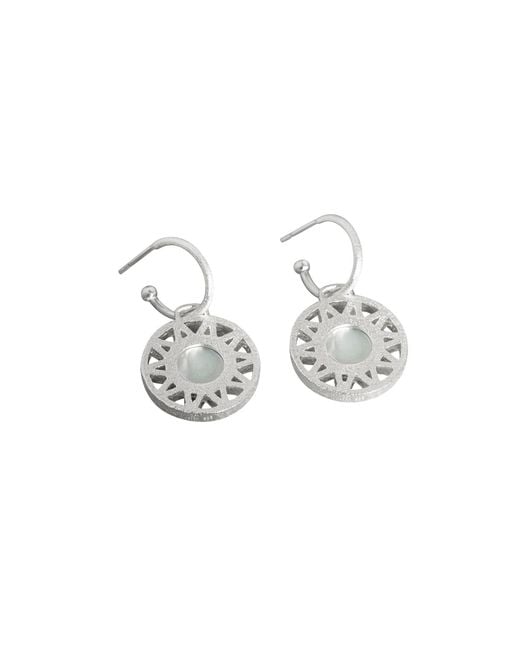 Claire Hill Designs Metallic Geometric Mother Of Pearl Hoop Earrings