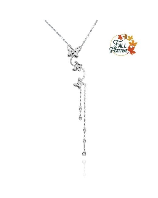 Far East Jewelry White Handcrafted & Crystal Butterfly Necklace