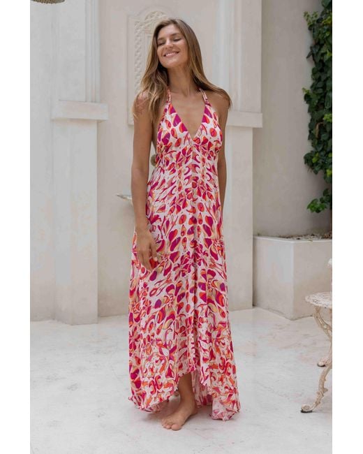Sophia Alexia Pink Floral Fusion Silk Ibiza Dress