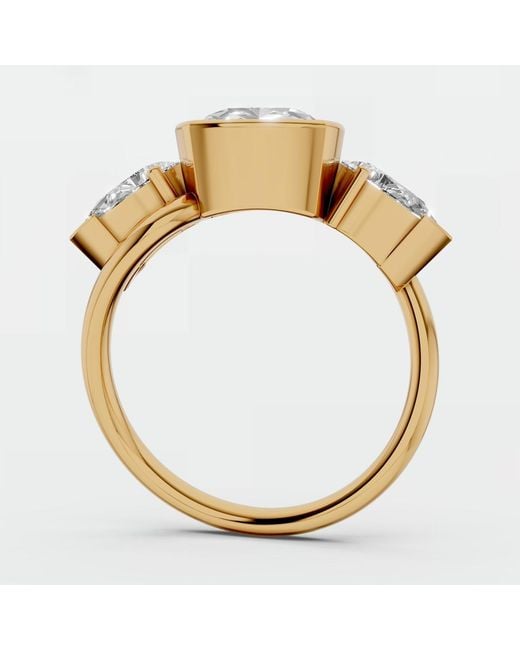 Aya Fine Jewelry Metallic Cushion Cut Lab Diamond Three Stone Ring