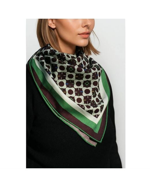 Jessie Zhao New York Black Double Sided Wool Silk Scarf Of Polka Dot Bloom