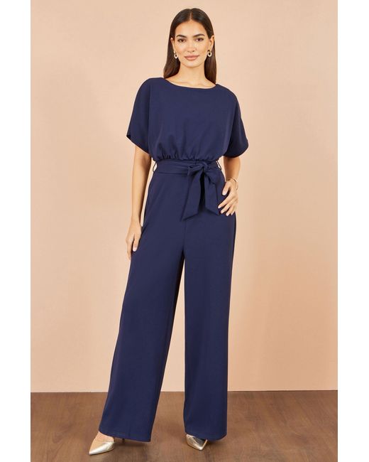 Yumi' Blue Batwing Stretch Jumpsuit